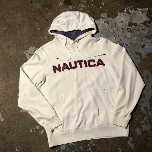 Nautica White Sweatshirt Hoodie Casual Design - Picture 1 of 6